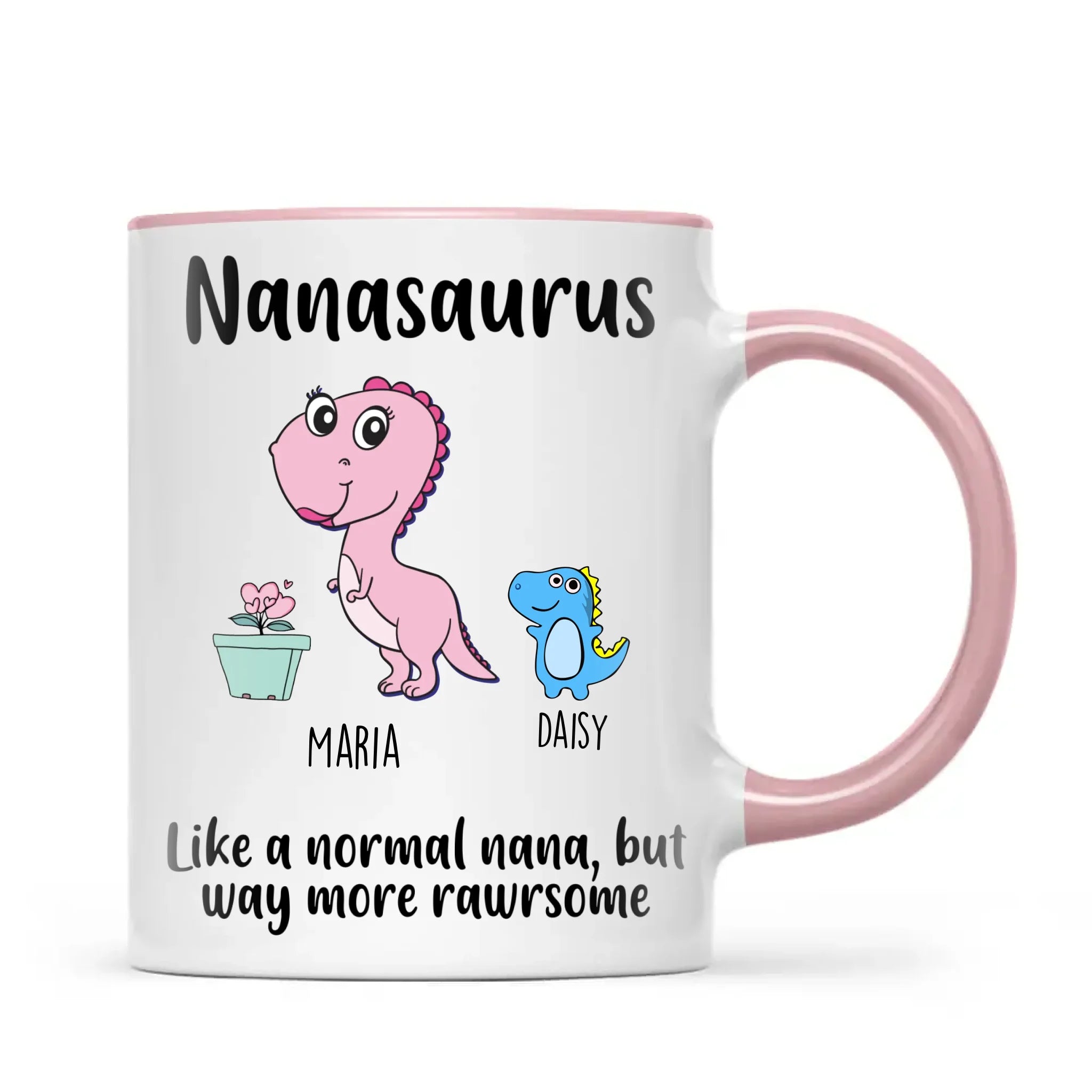 Personalised “Nanasaurus” Mug – Add Cute Dino Grandkids with Names – Fun & Unique Gift for Nana from Grandchildren