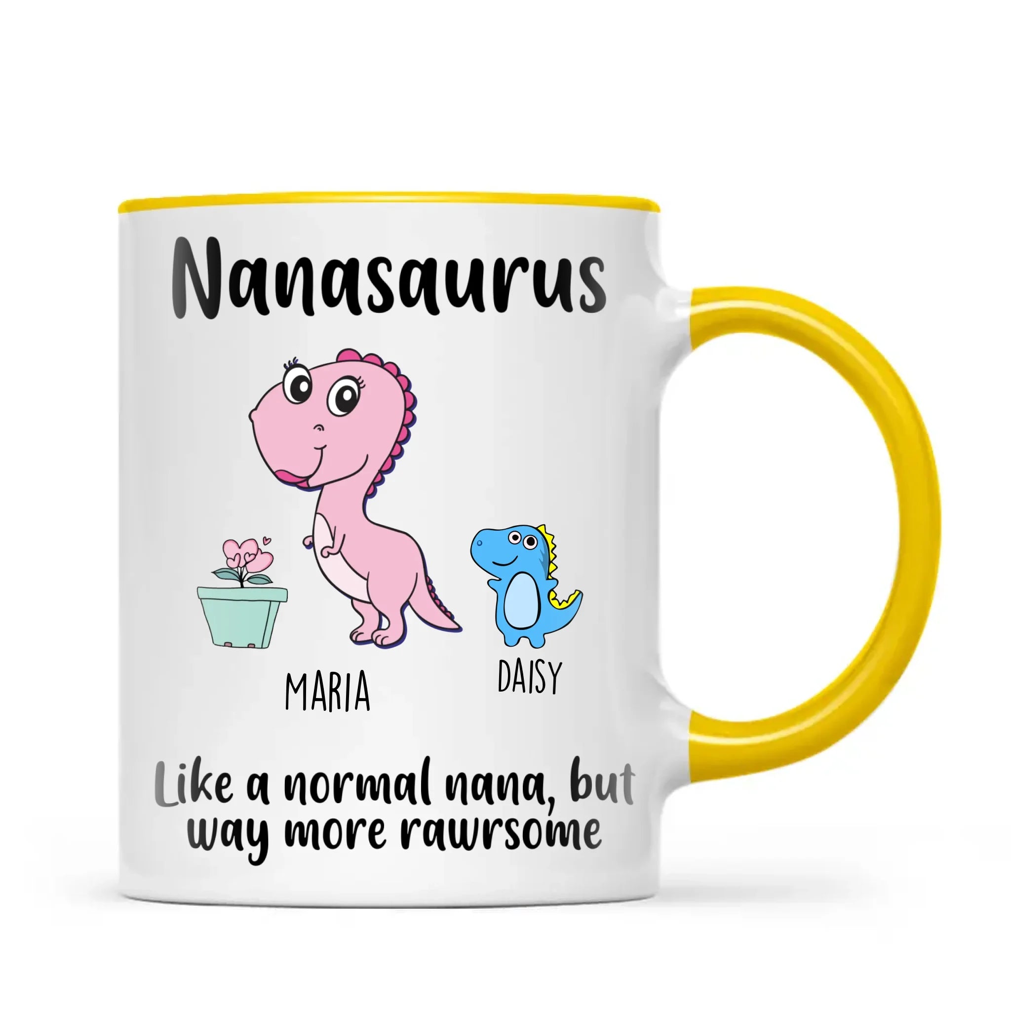 Personalised “Nanasaurus” Mug – Add Cute Dino Grandkids with Names – Fun & Unique Gift for Nana from Grandchildren
