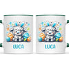 Personalised Easter Mug – Cute Boy Lamb with Bunny Ears & Eggs – Custom Name Kids Cup – Ceramic or Enamel – NZ Made Gift