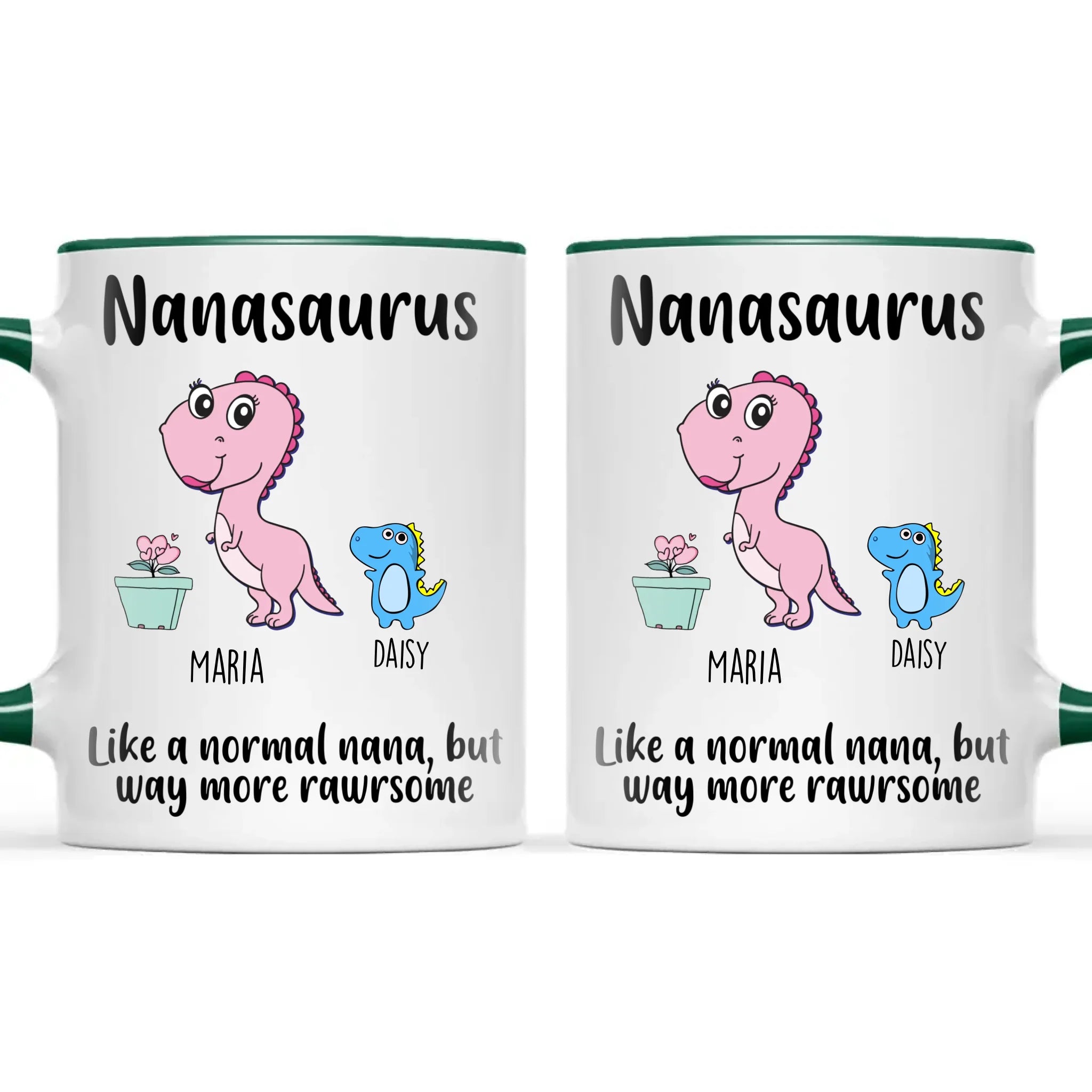 Personalised “Nanasaurus” Mug – Add Cute Dino Grandkids with Names – Fun & Unique Gift for Nana from Grandchildren