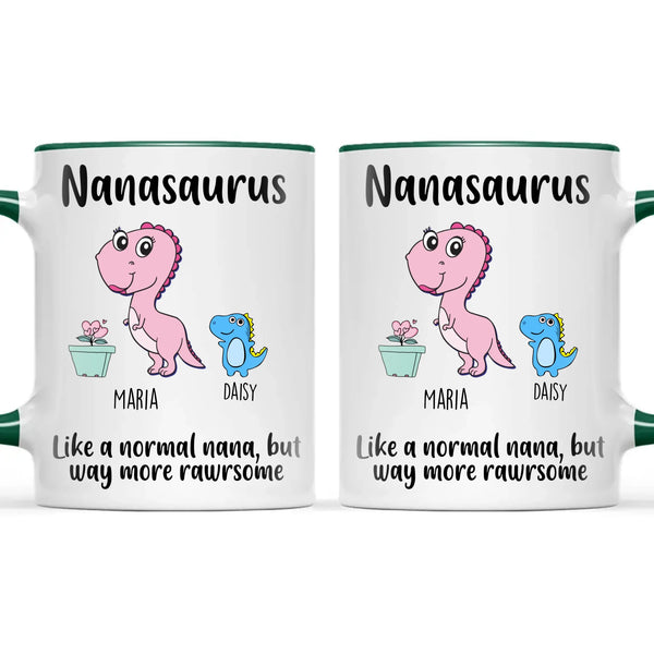 Personalised “Nanasaurus” Mug – Add Cute Dino Grandkids with Names – Fun & Unique Gift for Nana from Grandchildren