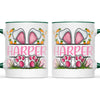 Personalised Easter Bunny Mug – Custom Name Kids Cup with Cute Pink Bunny Design, Carrots & Eggs – Enamel or Ceramic – NZ Made