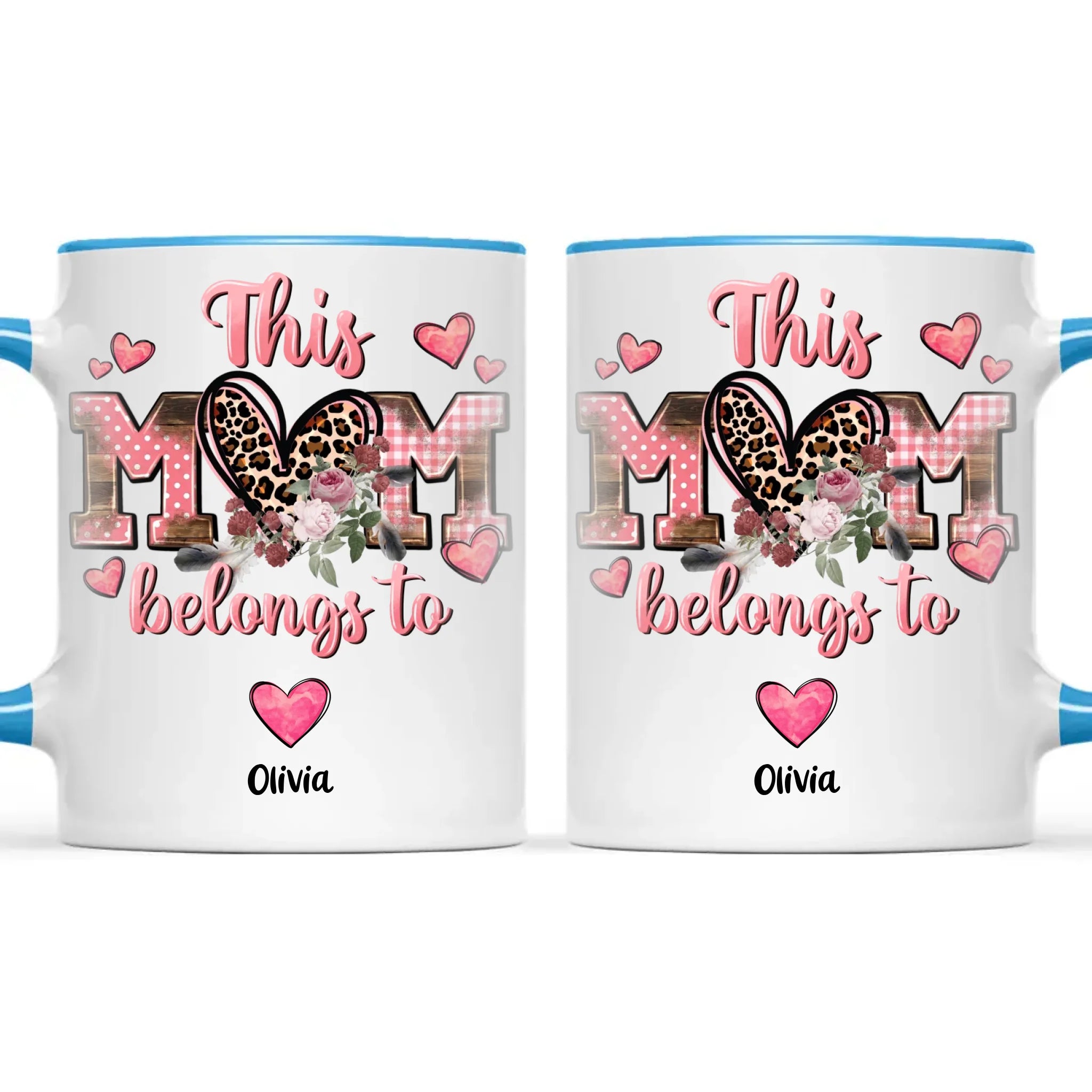 Personalised Mother’s Day Mug – “This Mum Belongs To” with Custom Heart Colours & Kids’ Names – Unique Gift for Mum