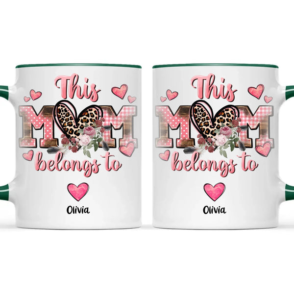 Personalised Mother’s Day Mug – “This Mum Belongs To” with Custom Heart Colours & Kids’ Names – Unique Gift for Mum