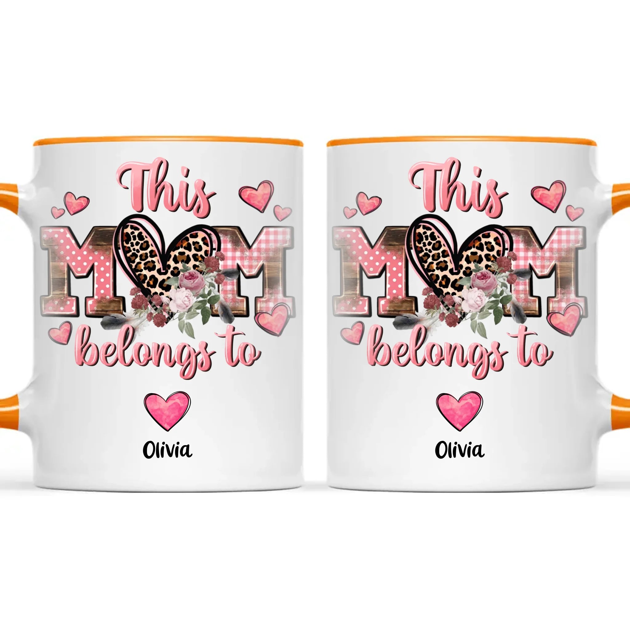 Personalised Mother’s Day Mug – “This Mum Belongs To” with Custom Heart Colours & Kids’ Names – Unique Gift for Mum