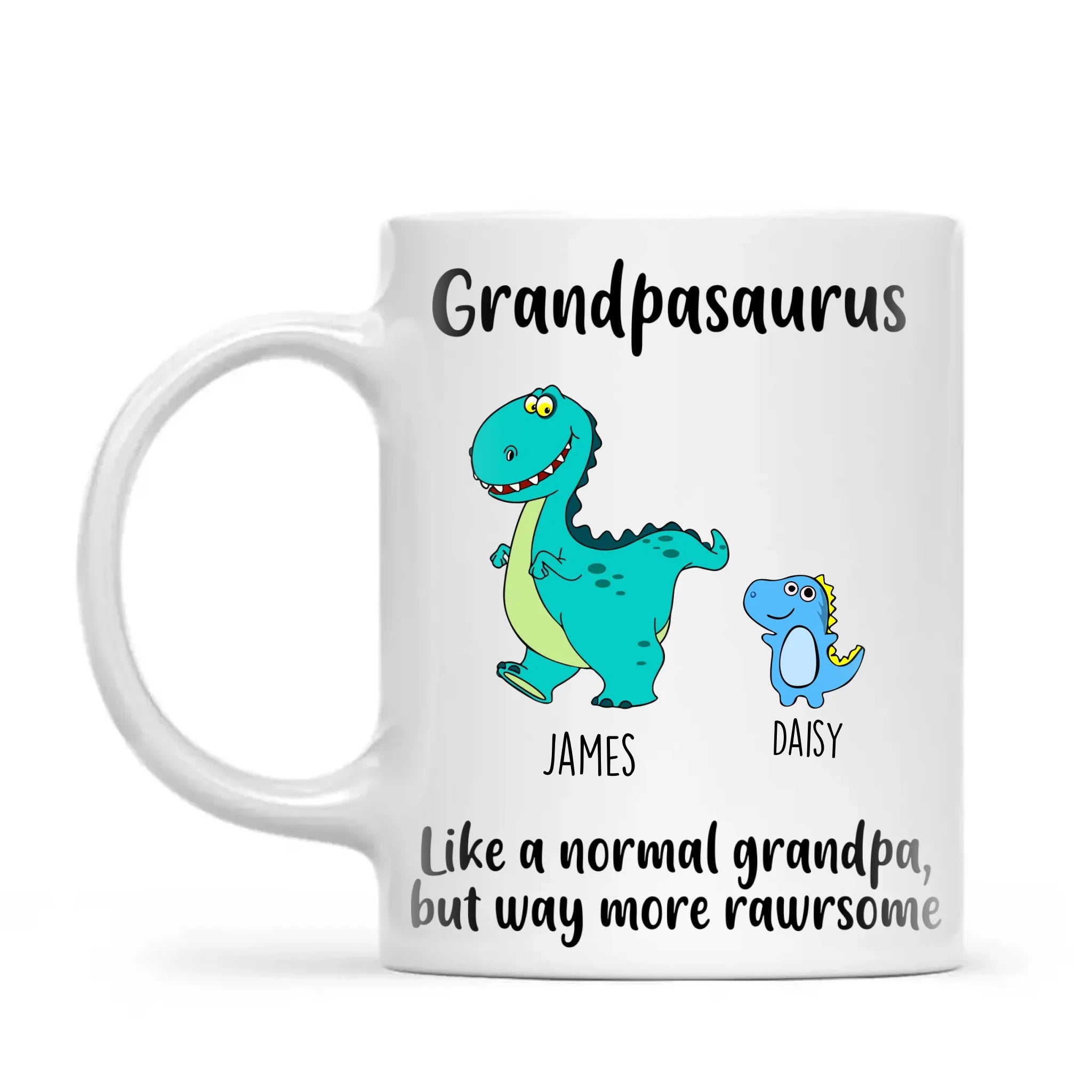 Personalised Grandpasaurus Mug – Add Up to 12 Dino Grandkids with Names – Funny Father’s Day or Birthday Gift for Grandpa