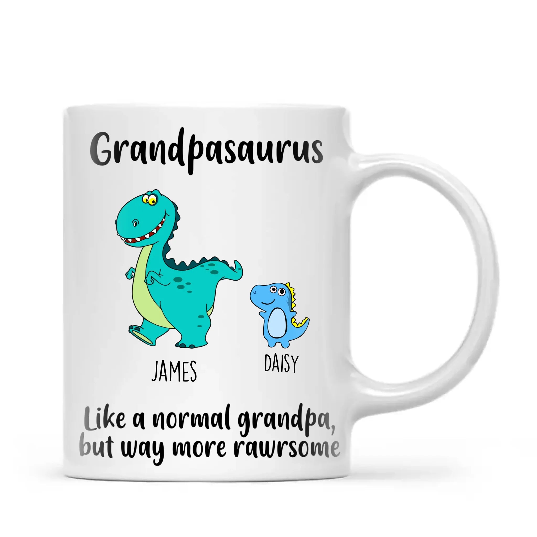 Personalised Grandpasaurus Mug – Add Up to 12 Dino Grandkids with Names – Funny Father’s Day or Birthday Gift for Grandpa