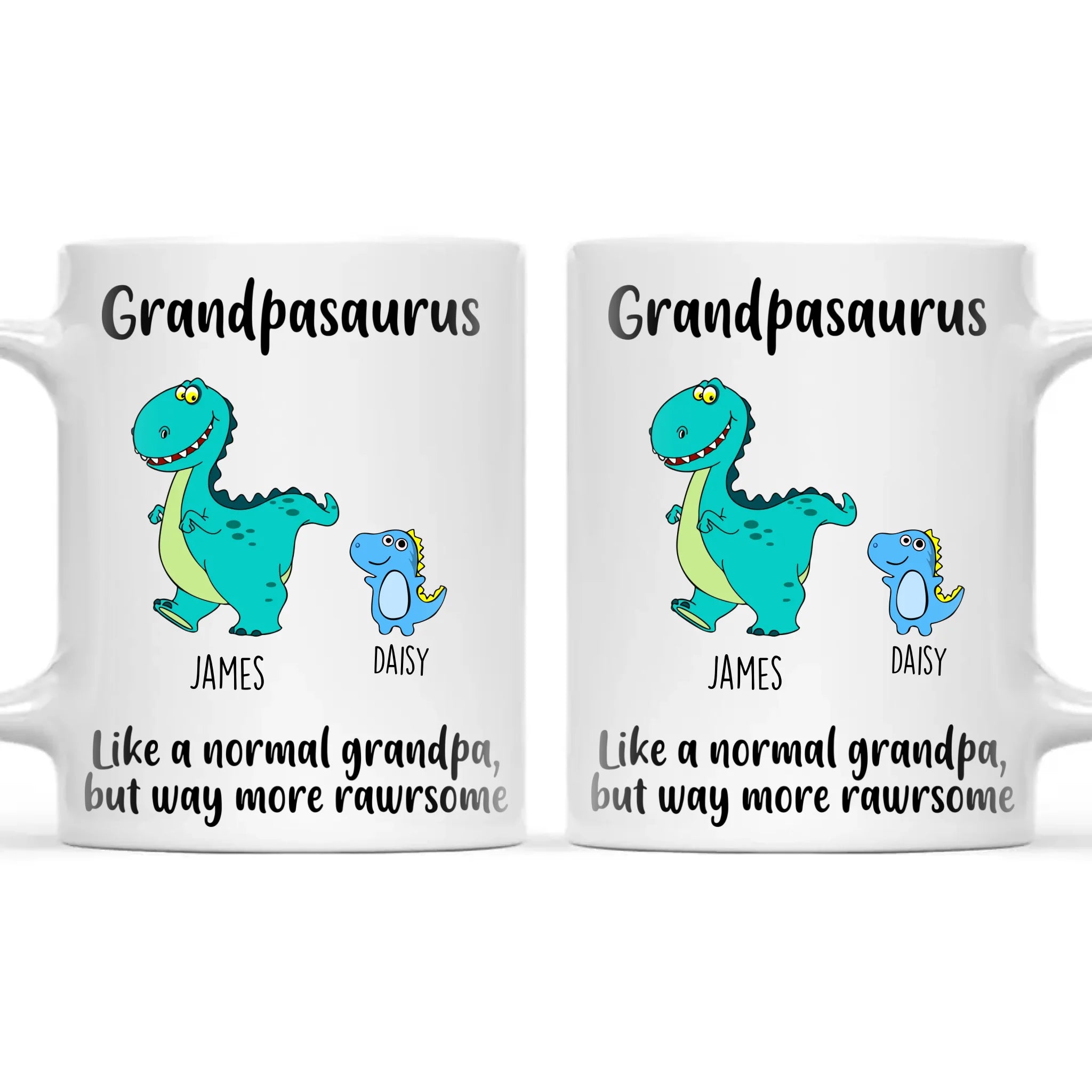 Personalised Grandpasaurus Mug – Add Up to 12 Dino Grandkids with Names – Funny Father’s Day or Birthday Gift for Grandpa