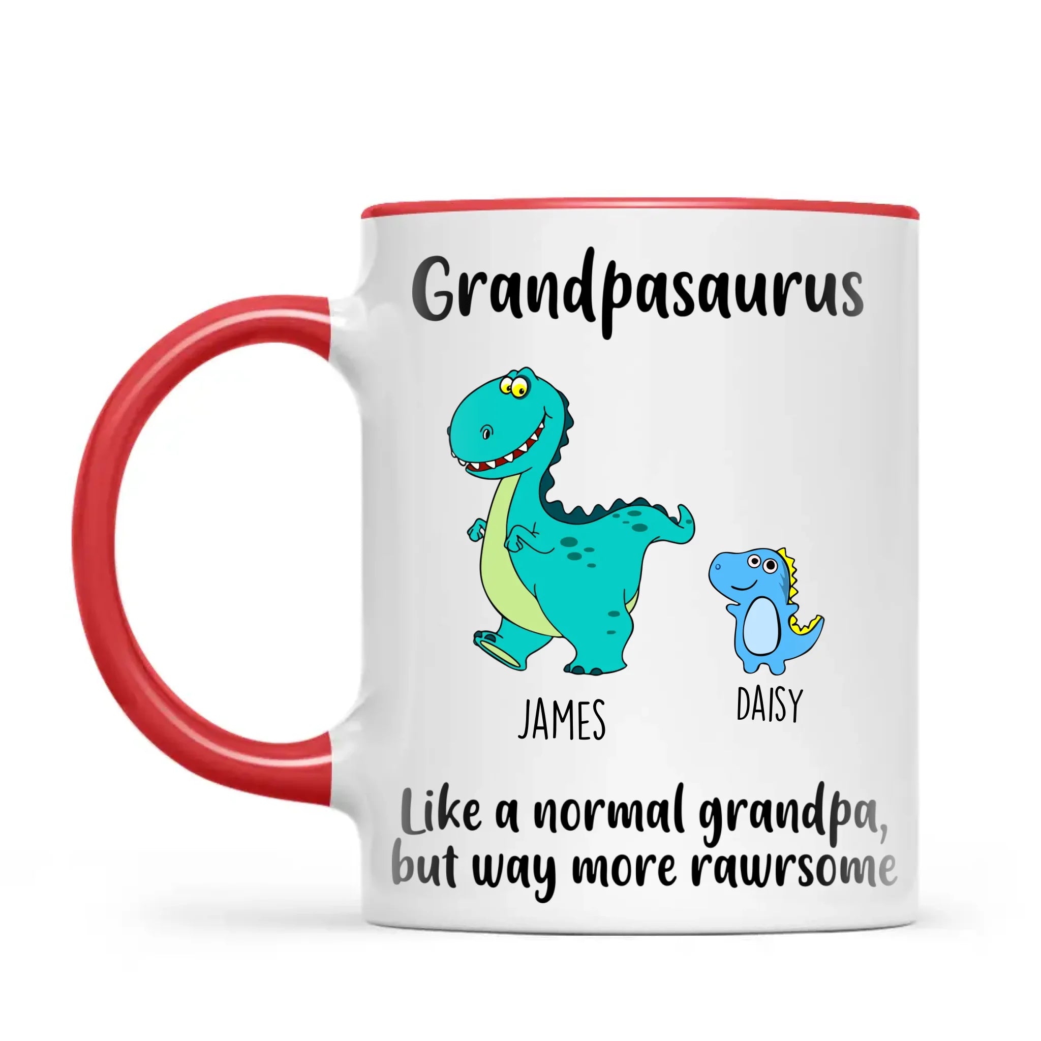 Personalised Grandpasaurus Mug – Add Up to 12 Dino Grandkids with Names – Funny Father’s Day or Birthday Gift for Grandpa