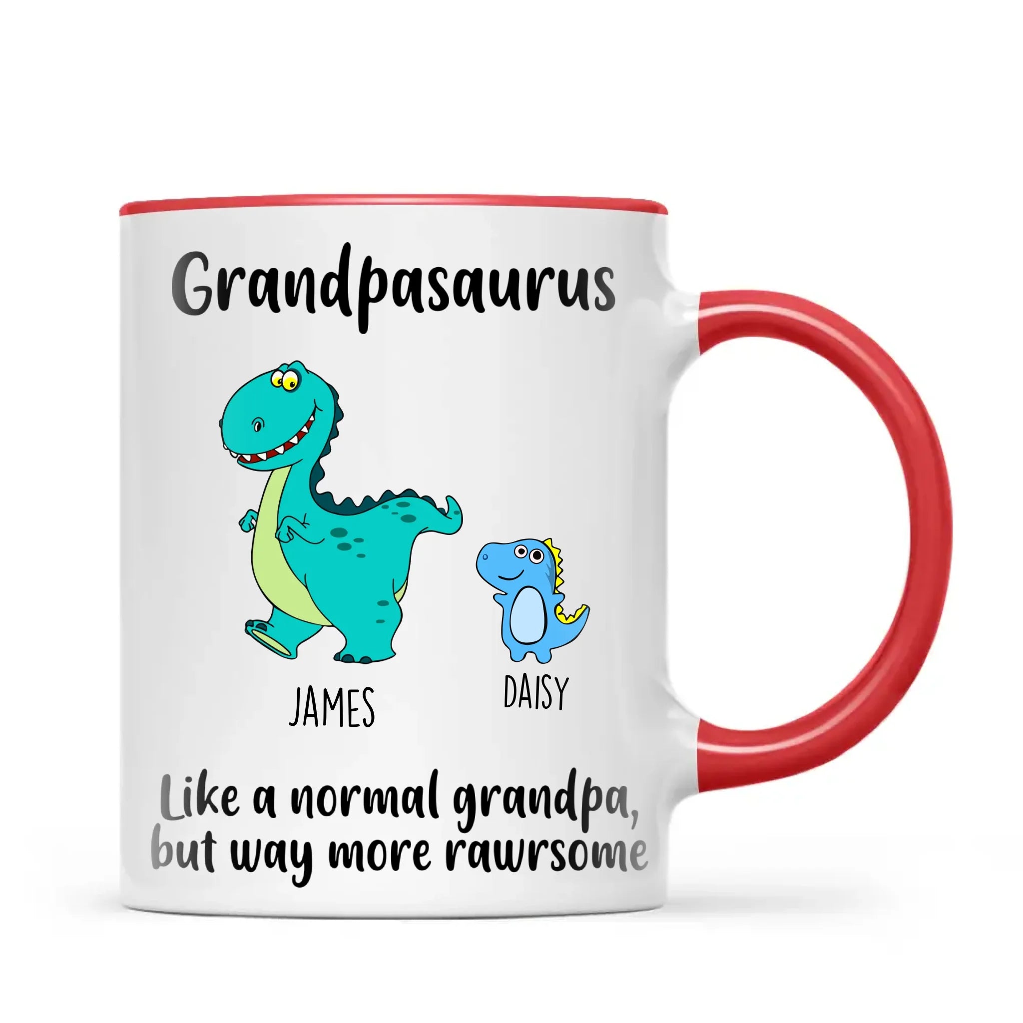Personalised Grandpasaurus Mug – Add Up to 12 Dino Grandkids with Names – Funny Father’s Day or Birthday Gift for Grandpa