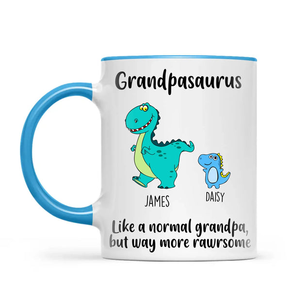 Personalised Grandpasaurus Mug – Add Up to 12 Dino Grandkids with Names – Funny Father’s Day or Birthday Gift for Grandpa