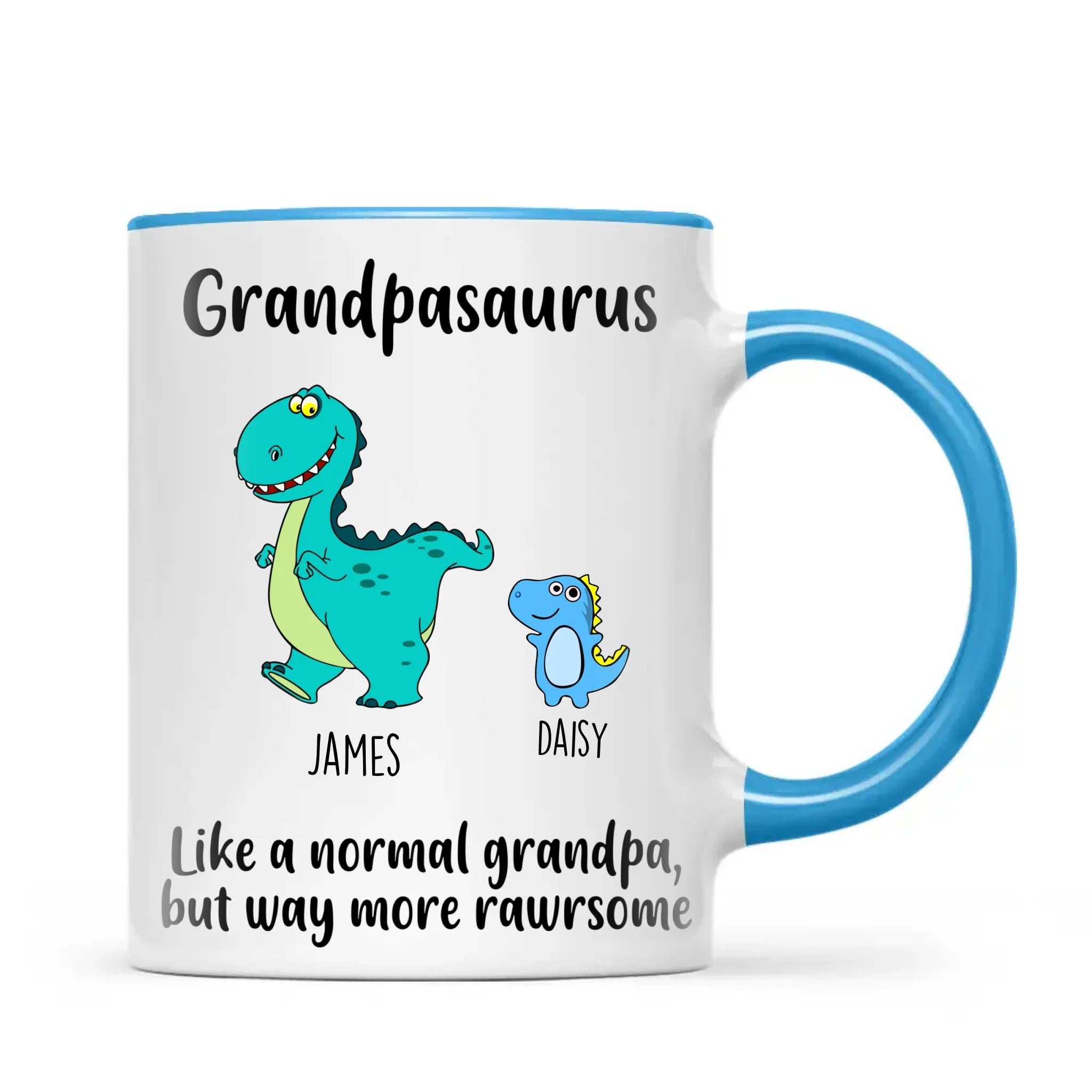 Personalised Grandpasaurus Mug – Add Up to 12 Dino Grandkids with Names – Funny Father’s Day or Birthday Gift for Grandpa