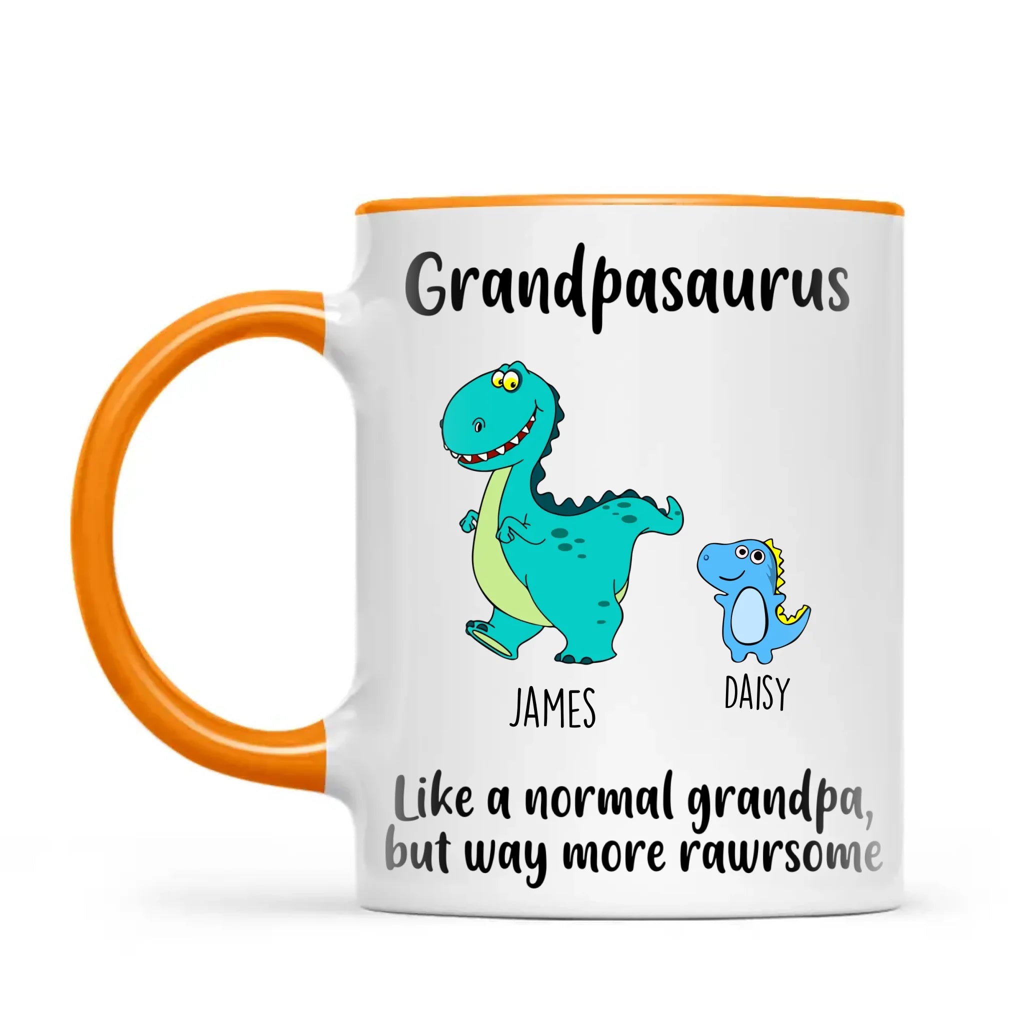 Personalised Grandpasaurus Mug – Add Up to 12 Dino Grandkids with Names – Funny Father’s Day or Birthday Gift for Grandpa