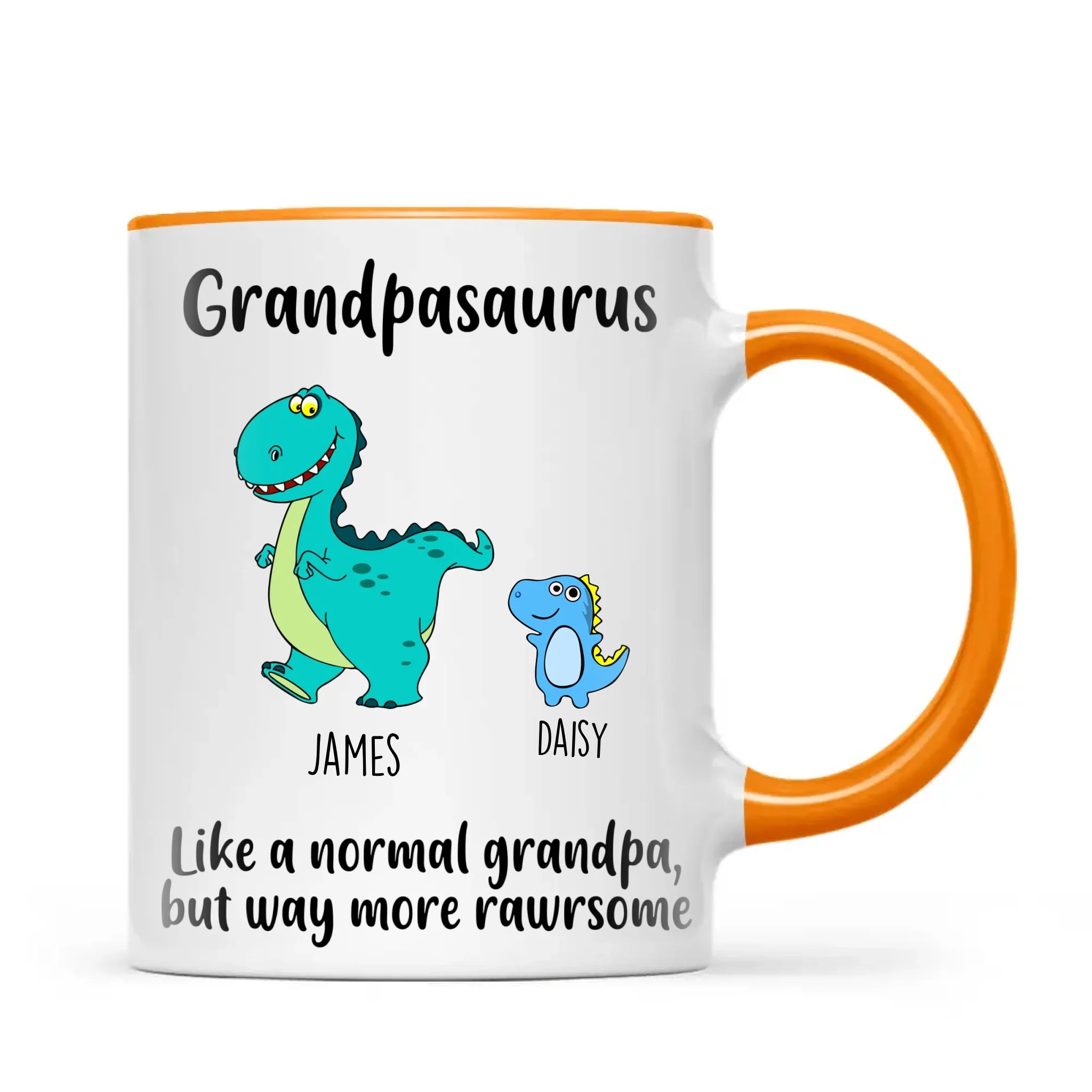 Personalised Grandpasaurus Mug – Add Up to 12 Dino Grandkids with Names – Funny Father’s Day or Birthday Gift for Grandpa