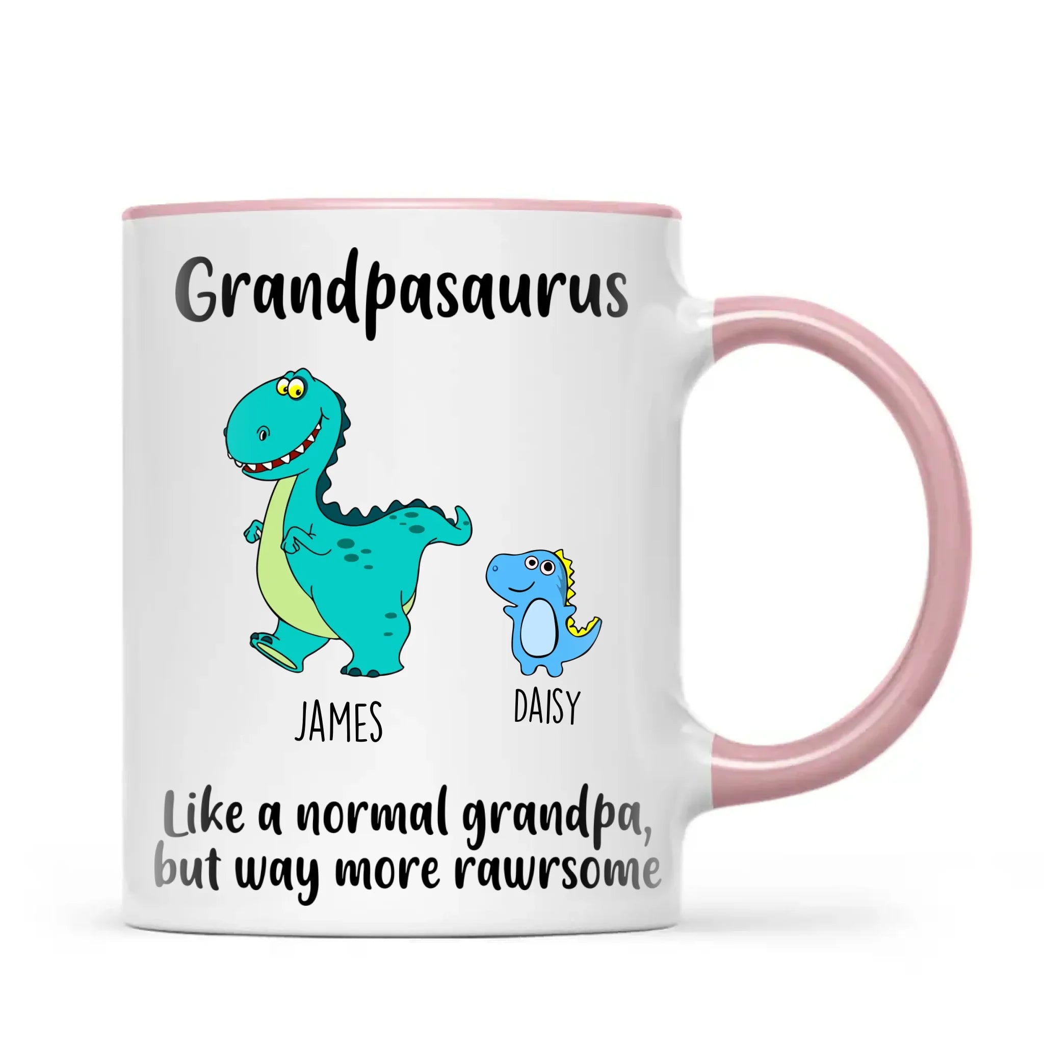 Personalised Grandpasaurus Mug – Add Up to 12 Dino Grandkids with Names – Funny Father’s Day or Birthday Gift for Grandpa