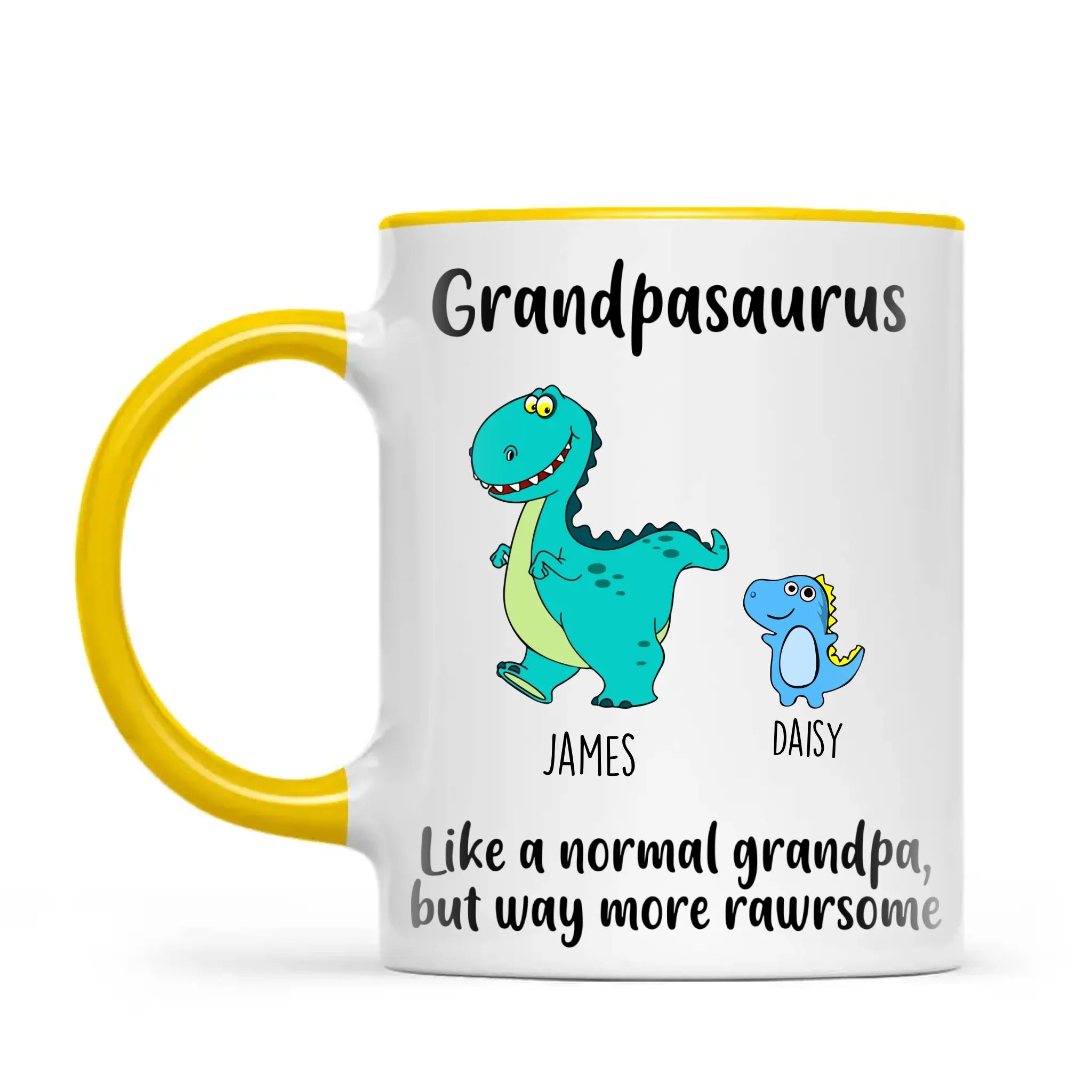 Personalised Grandpasaurus Mug – Add Up to 12 Dino Grandkids with Names – Funny Father’s Day or Birthday Gift for Grandpa