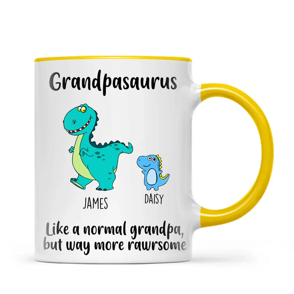 Personalised Grandpasaurus Mug – Add Up to 12 Dino Grandkids with Names – Funny Father’s Day or Birthday Gift for Grandpa
