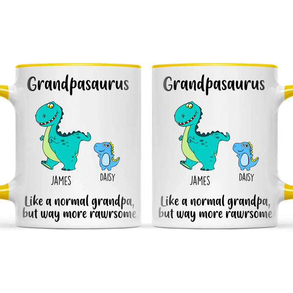 Personalised Grandpasaurus Mug – Add Up to 12 Dino Grandkids with Names – Funny Father’s Day or Birthday Gift for Grandpa
