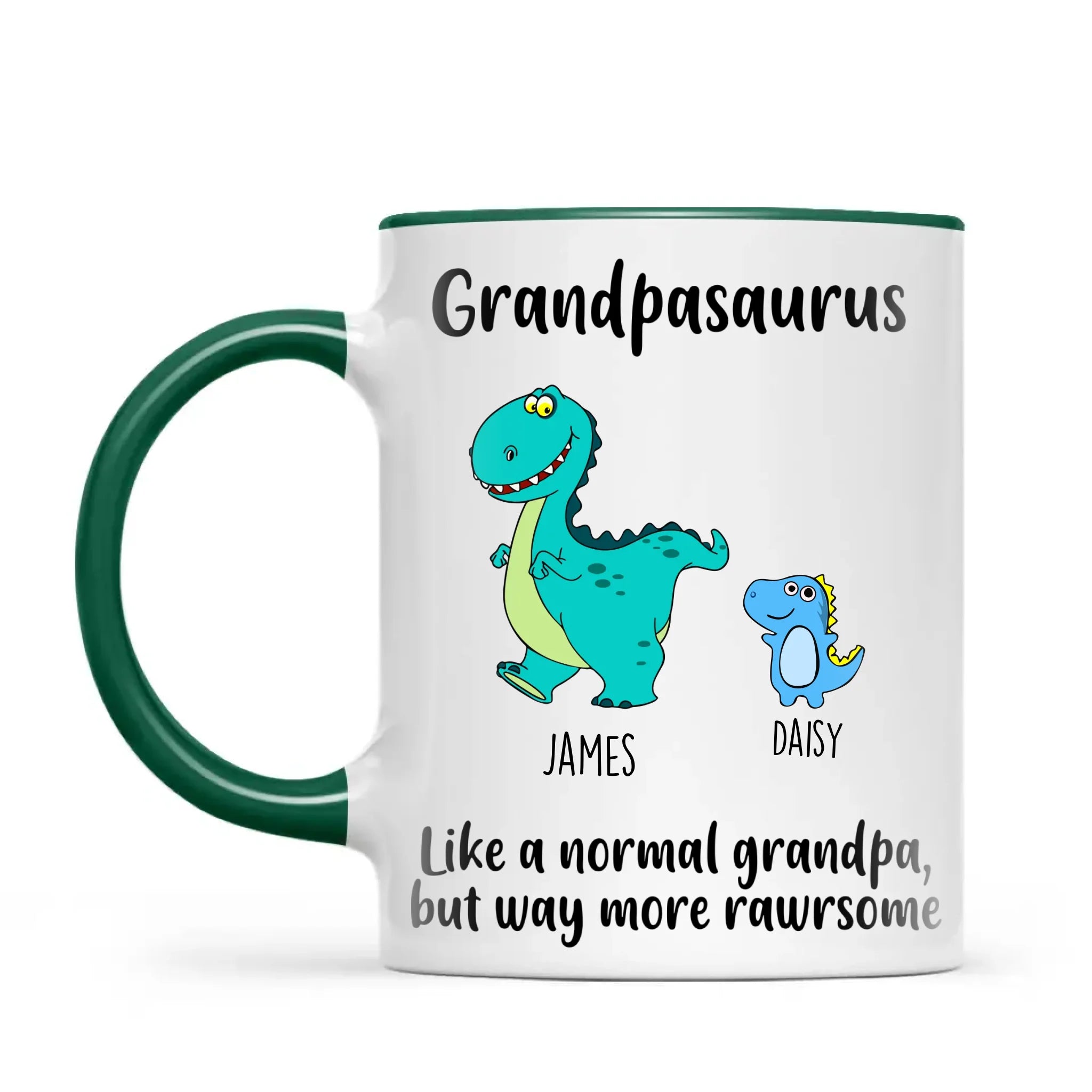 Personalised Grandpasaurus Mug – Add Up to 12 Dino Grandkids with Names – Funny Father’s Day or Birthday Gift for Grandpa
