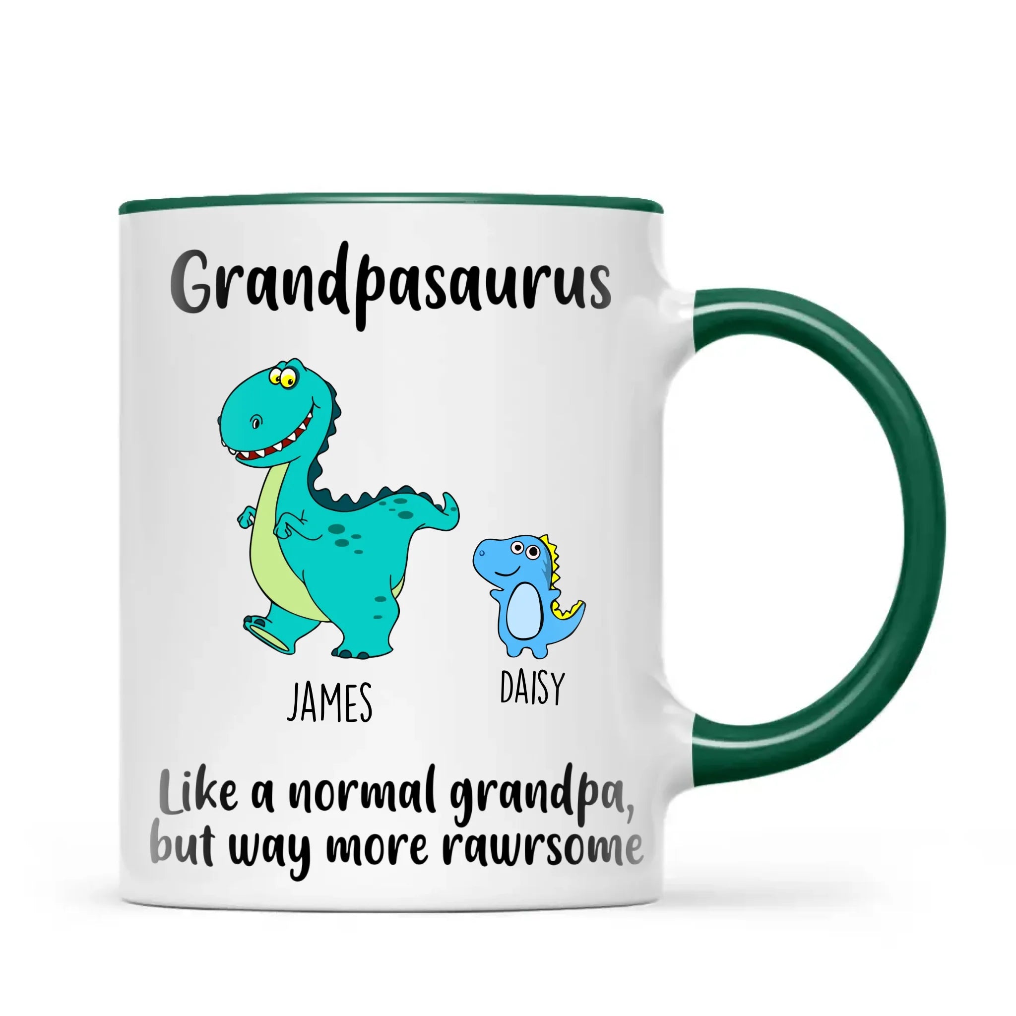 Personalised Grandpasaurus Mug – Add Up to 12 Dino Grandkids with Names – Funny Father’s Day or Birthday Gift for Grandpa