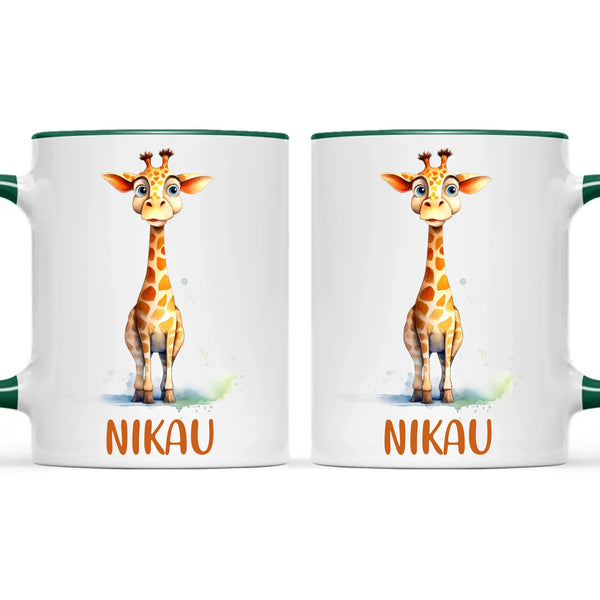 Personalised Giraffe Cup - Custom Name Kids Mug - Cute Animal Safari Gift - 11oz, 6oz or Enamel - NZ Made