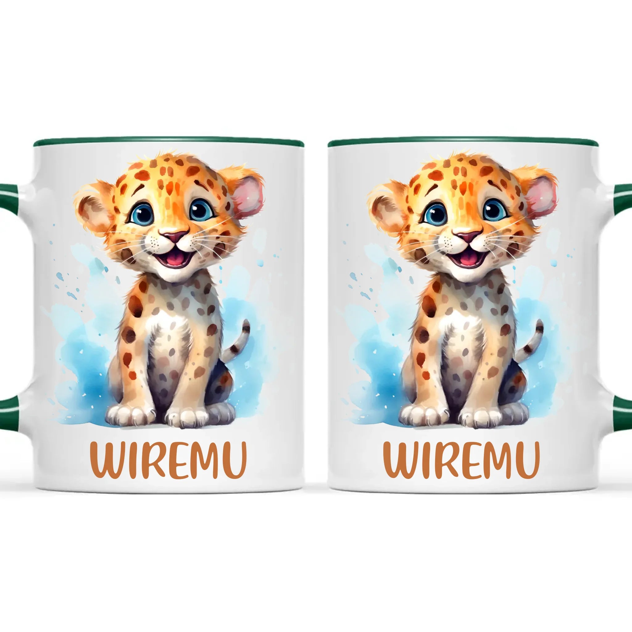 Personalised Leopard Cub Cup - Custom Name Kids Mug - Cute Safari Animal Gift - 11oz, 6oz or Enamel - NZ Made
