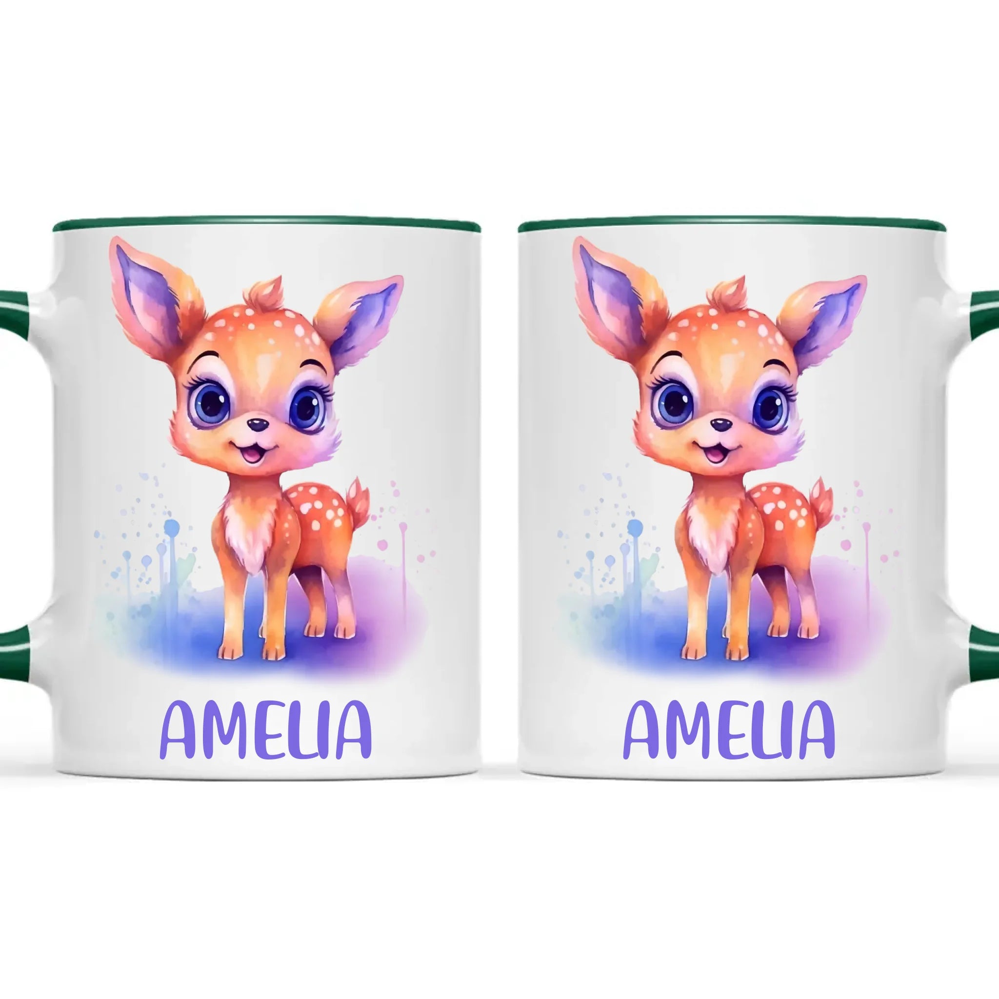 Personalised Deer Cup - Custom Name Kids Mug - Cute Fawn Design - Woodland Animal Gift - 11oz, 6oz or Enamel - NZ Made