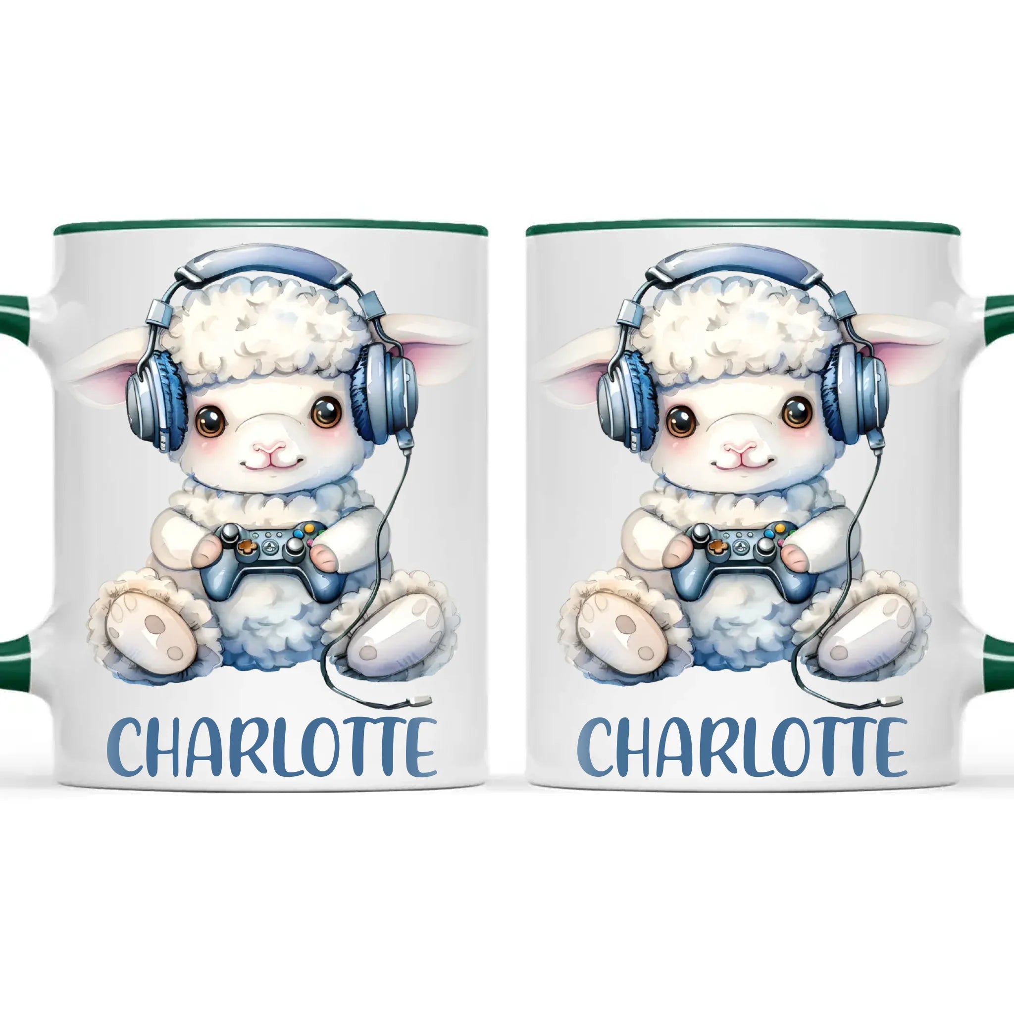 Personalised Gaming Lamb Kids Cup - Custom Name Mug - 11oz, 6oz or Enamel - Cute Gamer Sheep Gift - NZ Made