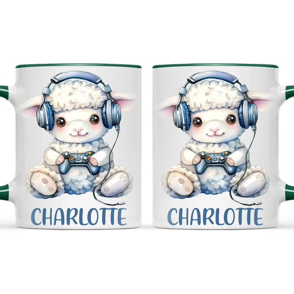 Personalised Gaming Lamb Kids Cup - Custom Name Mug - 11oz, 6oz or Enamel - Cute Gamer Sheep Gift - NZ Made