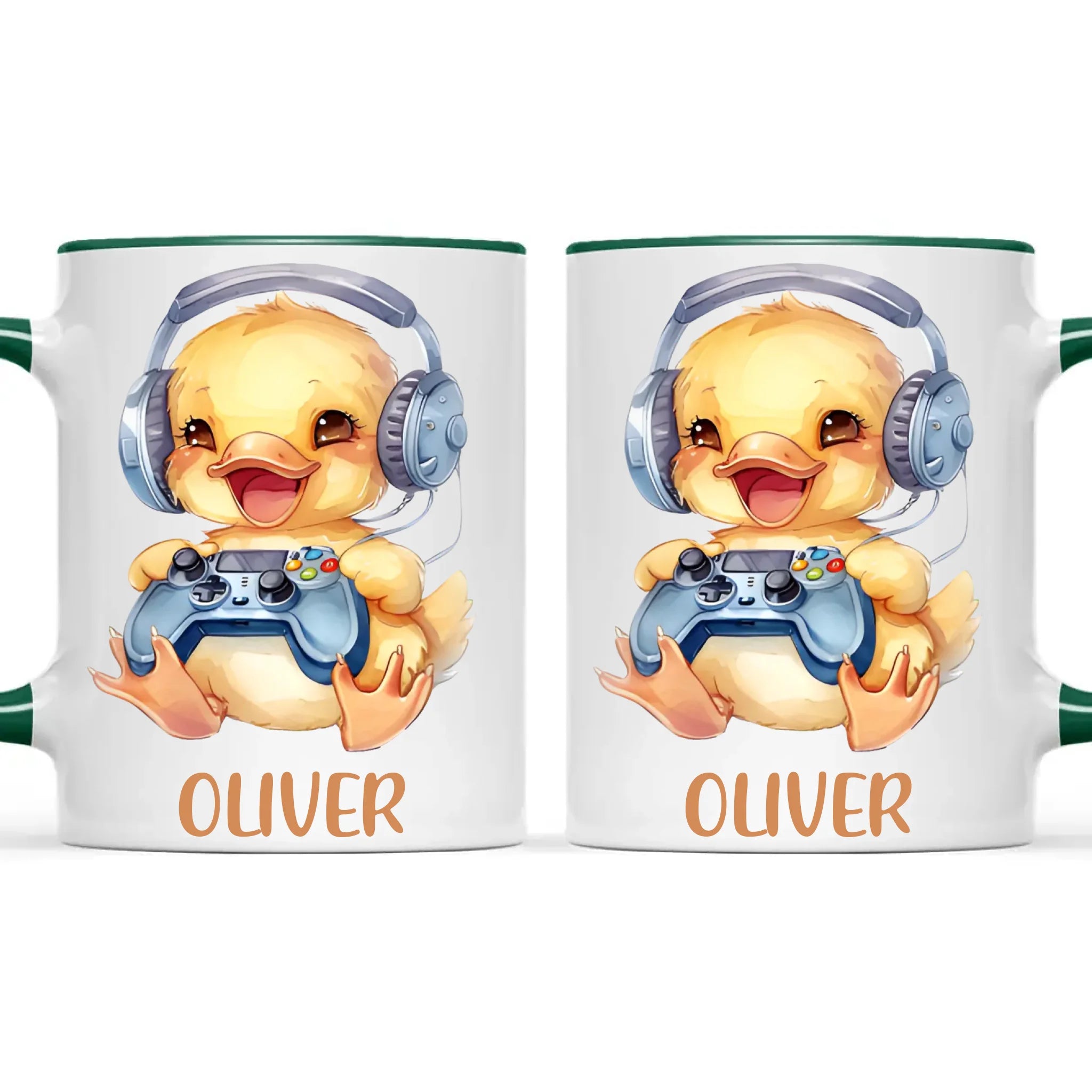 Personalised Gaming Duck Kids Cup - Custom Name Cup - 11oz, 6oz or Enamel Cup - Cute Gamer Duck Gift - NZ Made