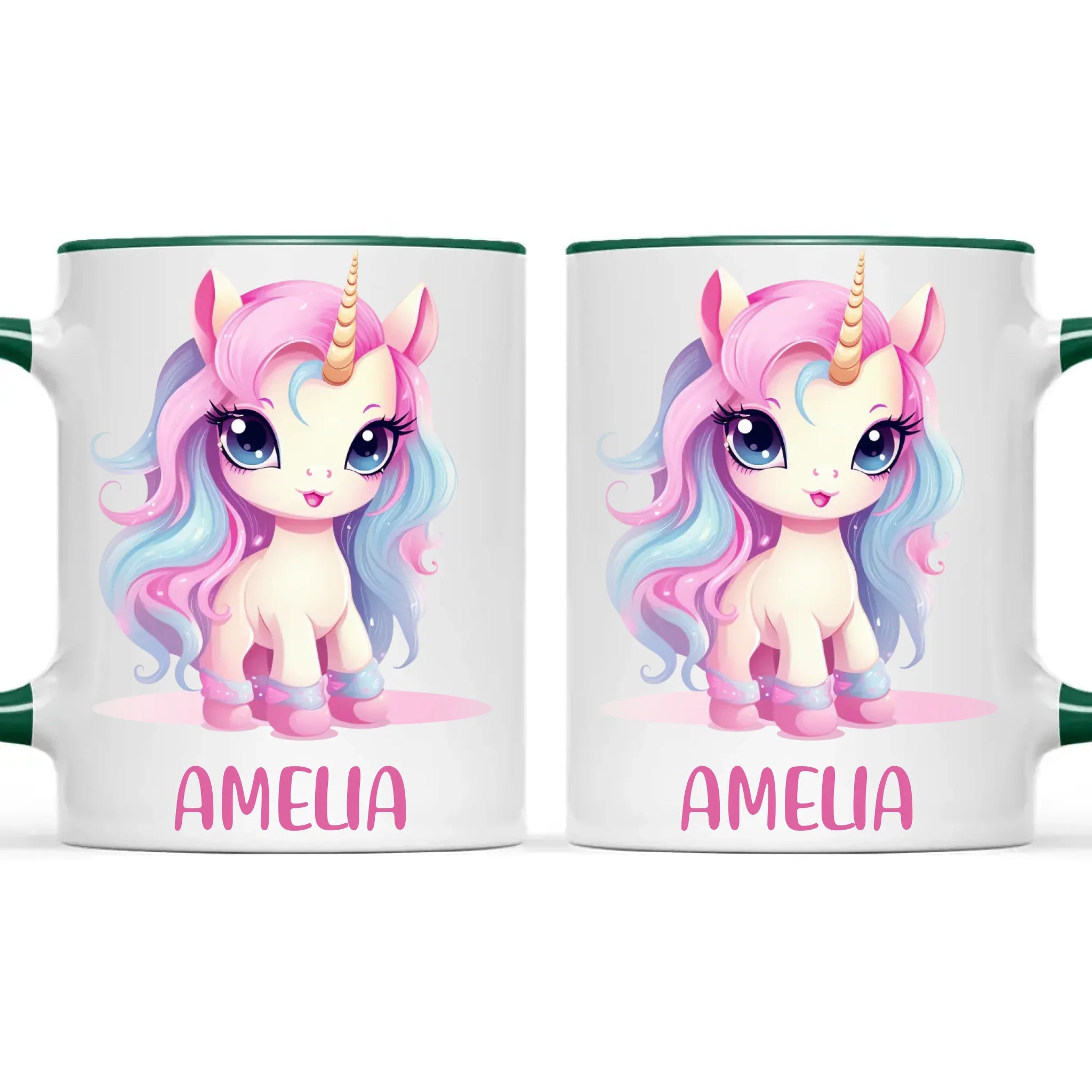 Personalised with Name, Pastel Unicorn Kids Mug – Custom Unicorn Cup for Children – Available in 11oz, 6oz & Enamel