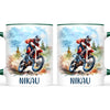 Personalised with Name, Red Motocross Rider Kids Mug – Customised Dirt Bike Racing Cup for Children – Available in 11oz, 6oz & Enamel Options