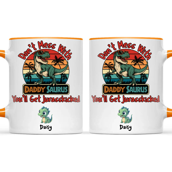 Personalised Daddy Saurus Mug – Custom Dinosaur Father’s Day Gift with Up to 4 Kids (11oz)