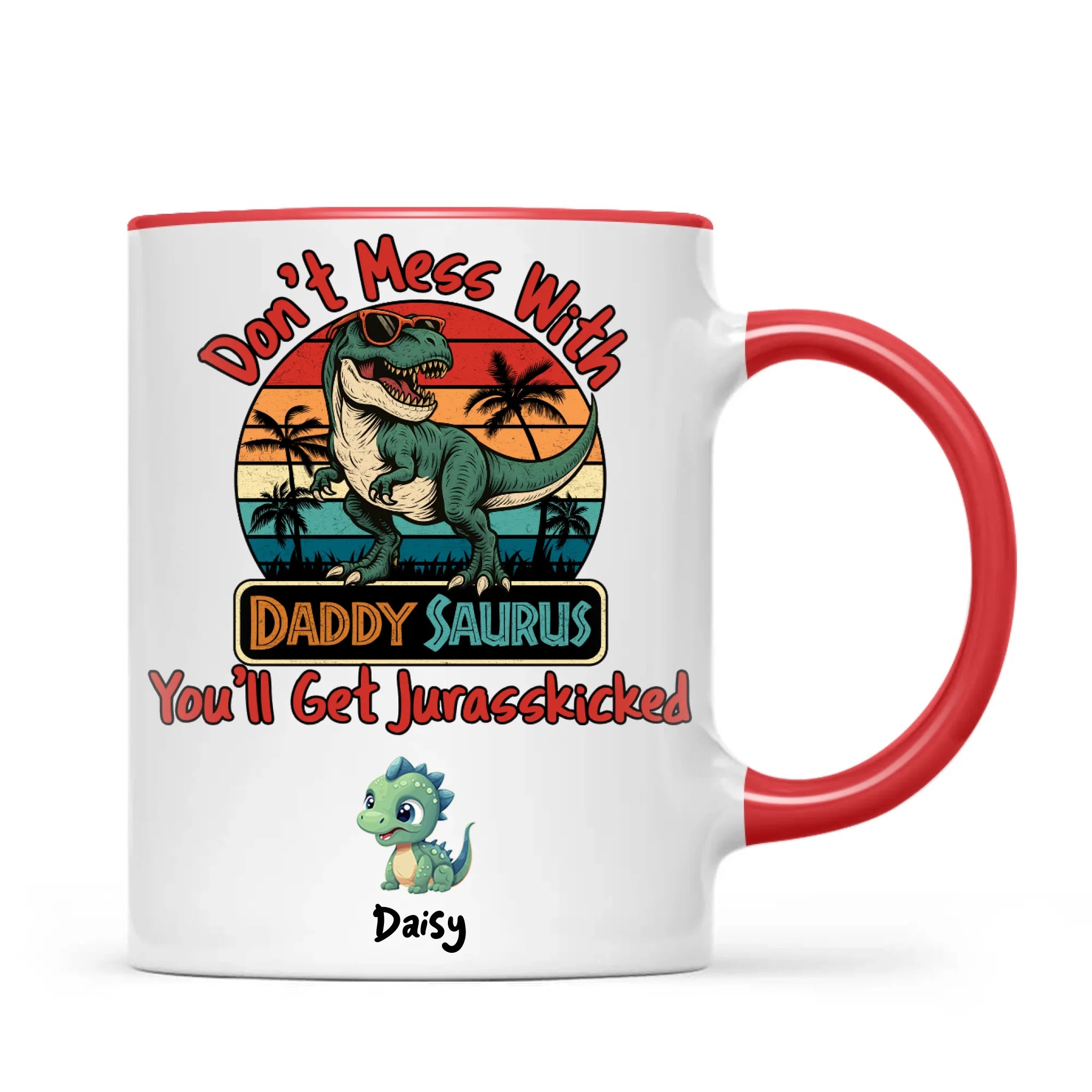 Personalised Daddy Saurus Mug – Custom Dinosaur Father’s Day Gift with Up to 4 Kids (11oz)