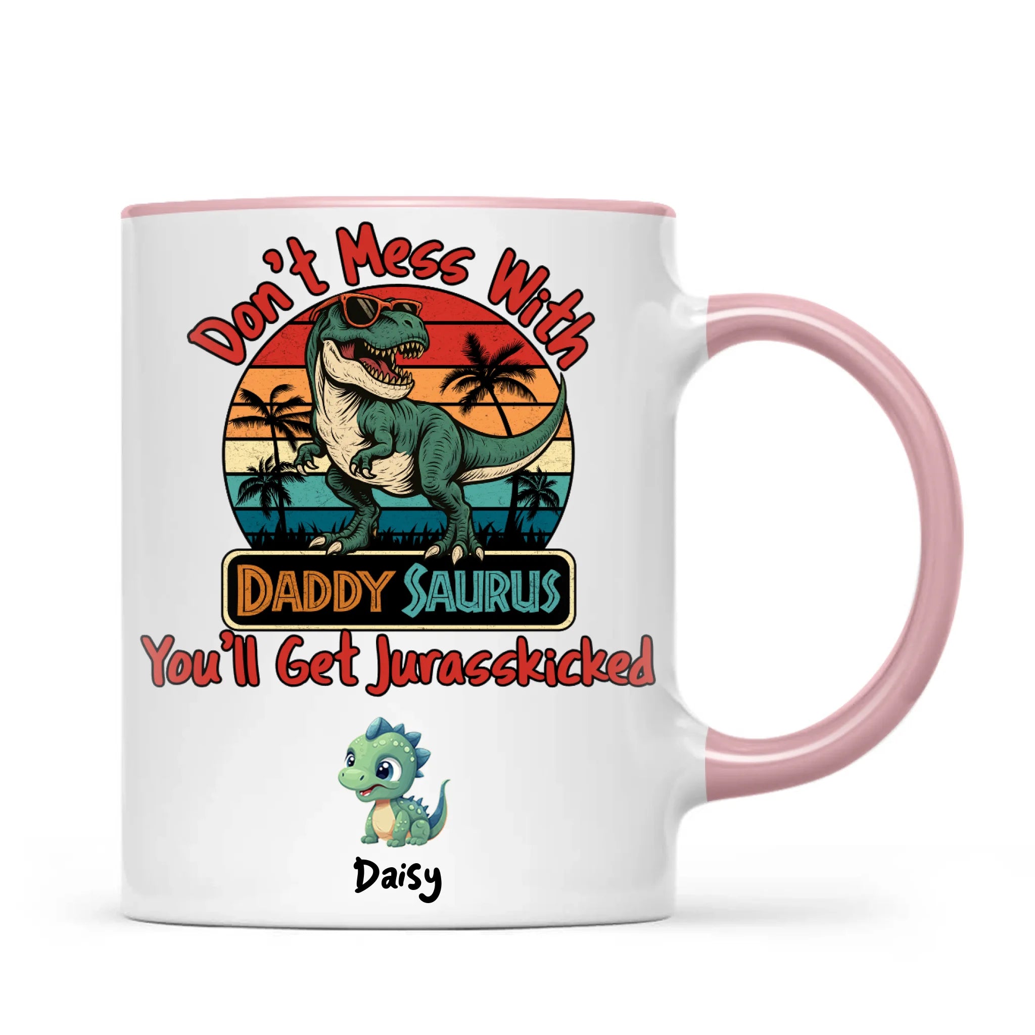 Personalised Daddy Saurus Mug – Custom Dinosaur Father’s Day Gift with Up to 4 Kids (11oz)