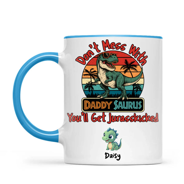 Personalised Daddy Saurus Mug – Custom Dinosaur Father’s Day Gift with Up to 4 Kids (11oz)