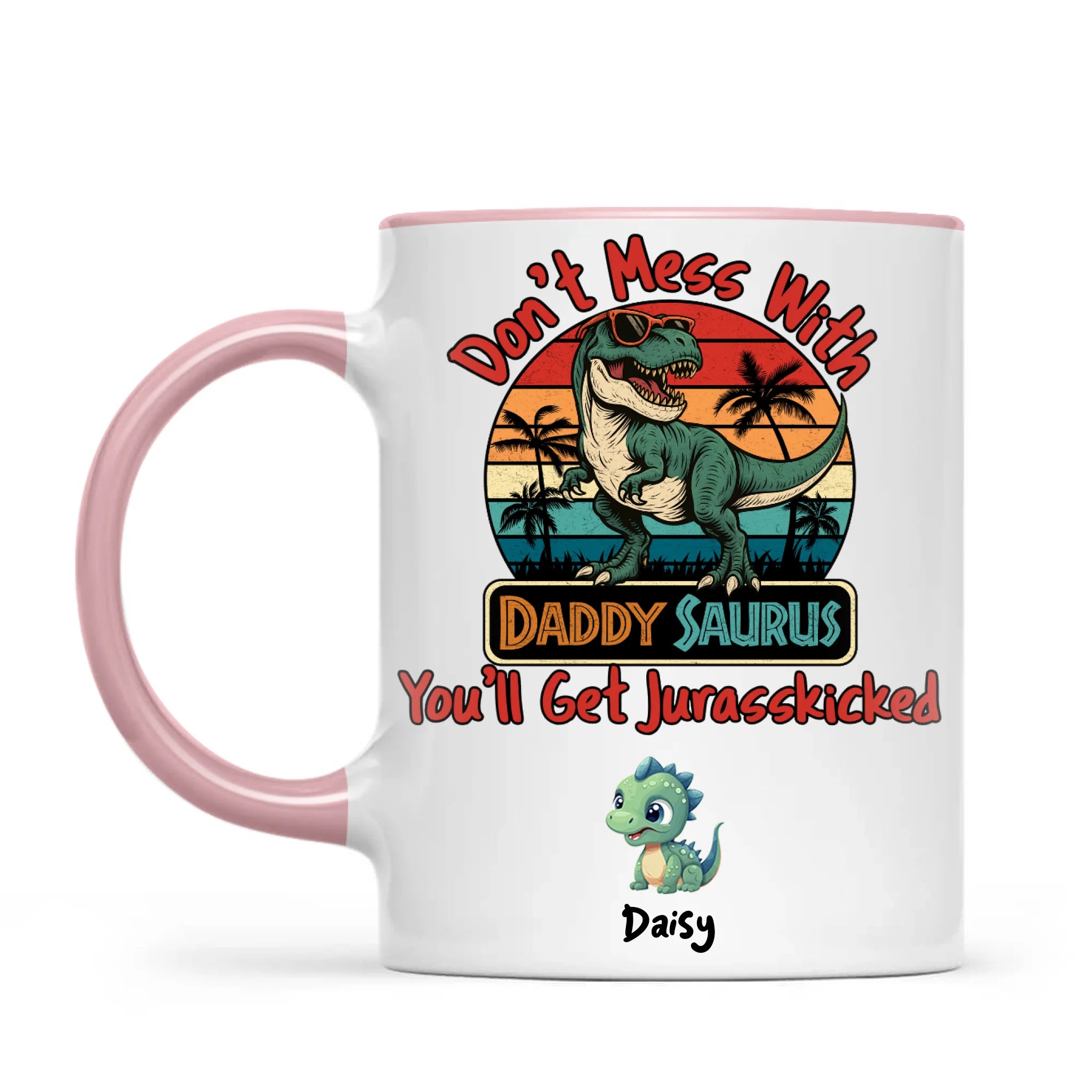 Personalised Daddy Saurus Mug – Custom Dinosaur Father’s Day Gift with Up to 4 Kids (11oz)