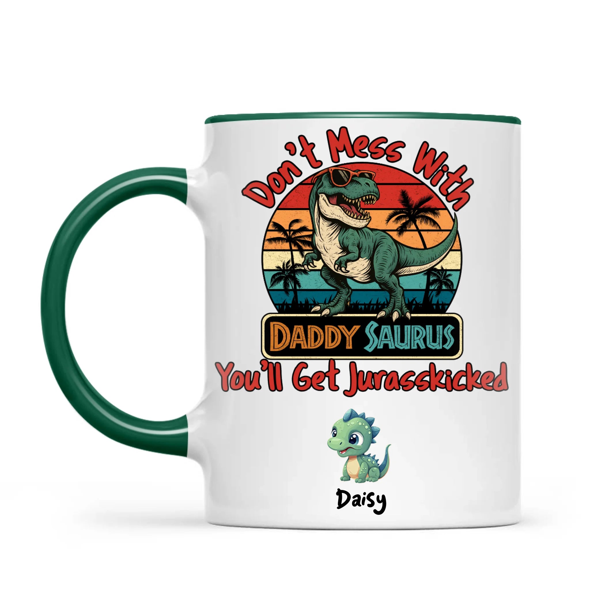Personalised Daddy Saurus Mug – Custom Dinosaur Father’s Day Gift with Up to 4 Kids (11oz)
