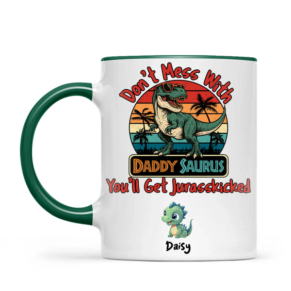 Personalised Daddy Saurus Mug – Custom Dinosaur Father’s Day Gift with Up to 4 Kids (11oz)