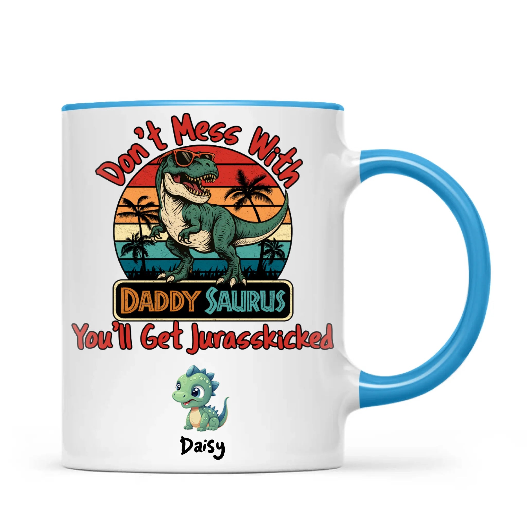 Personalised Daddy Saurus Mug – Custom Dinosaur Father’s Day Gift with Up to 4 Kids (11oz)