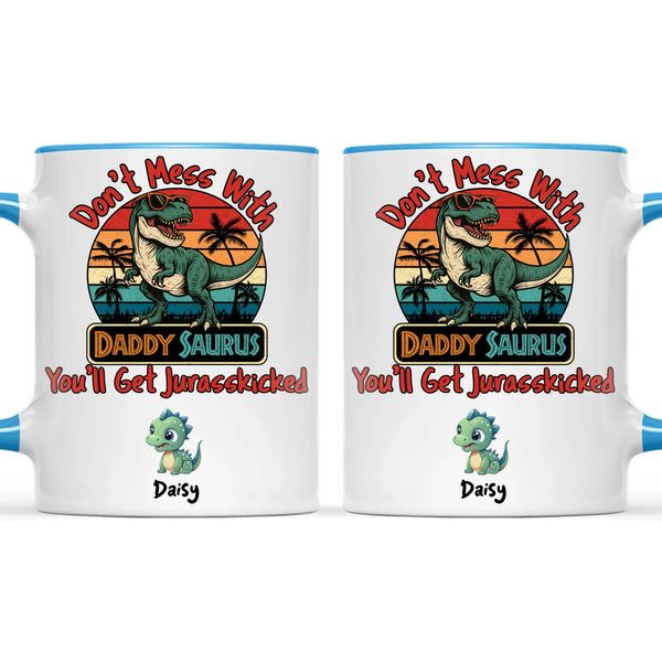 Personalised Daddy Saurus Mug – Custom Dinosaur Father’s Day Gift with Up to 4 Kids (11oz)