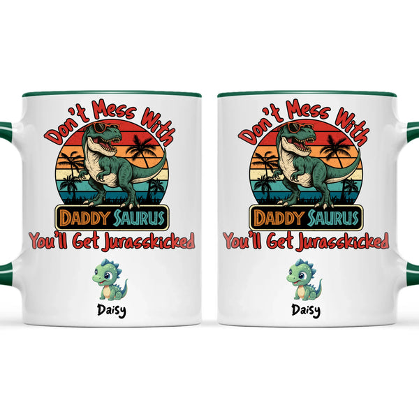 Personalised Daddy Saurus Mug – Custom Dinosaur Father’s Day Gift with Up to 4 Kids (11oz)