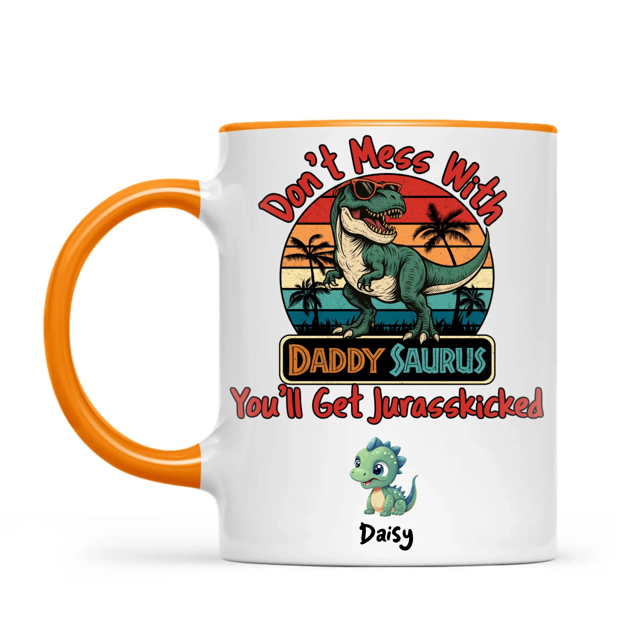 Personalised Daddy Saurus Mug – Custom Dinosaur Father’s Day Gift with Up to 4 Kids (11oz)