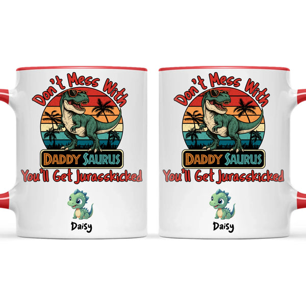 Personalised Daddy Saurus Mug – Custom Dinosaur Father’s Day Gift with Up to 4 Kids (11oz)