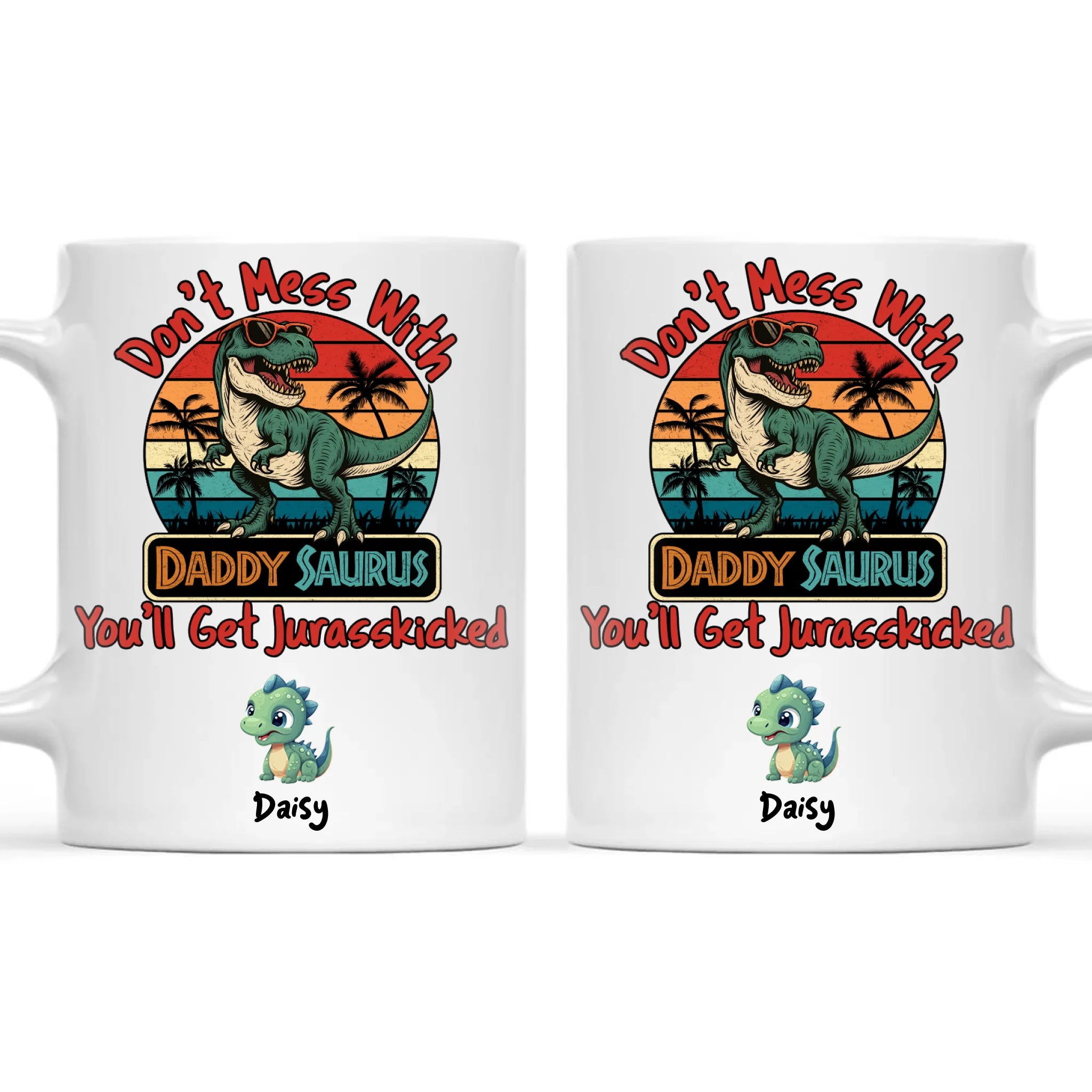 Personalised Daddy Saurus Mug – Custom Dinosaur Father’s Day Gift with Up to 4 Kids (11oz)