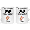 Personalised “This Awesome Dad Belongs To” Mug – Custom Handprint Design with Up to 6 Kids (11oz)