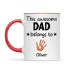 Personalised “This Awesome Dad Belongs To” Mug – Custom Handprint Design with Up to 6 Kids (11oz)