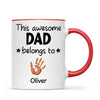 Personalised “This Awesome Dad Belongs To” Mug – Custom Handprint Design with Up to 6 Kids (11oz)