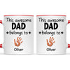 Personalised “This Awesome Dad Belongs To” Mug – Custom Handprint Design with Up to 6 Kids (11oz)