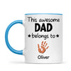 Personalised “This Awesome Dad Belongs To” Mug – Custom Handprint Design with Up to 6 Kids (11oz)